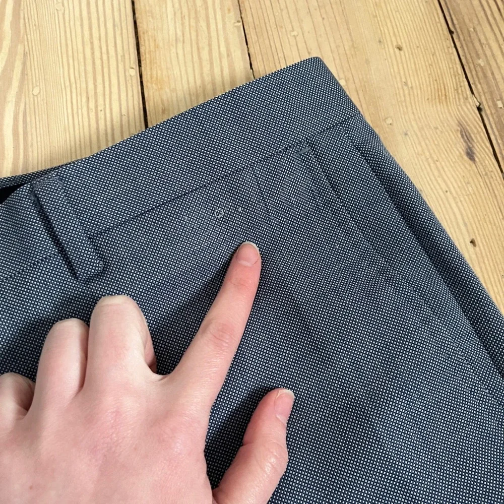 Banana Republic Marzotto 110 Wool Mens Blue Grey Micro Pattern Dress Pants Slack